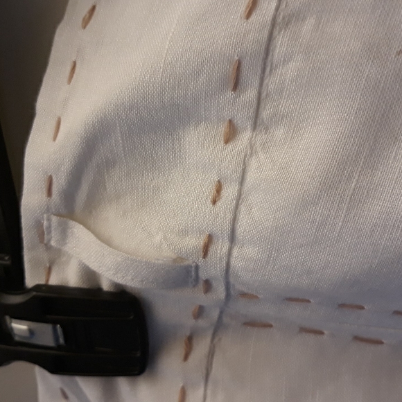 NWT A-Line Off-White Mid-Calf Skirt with Khaki Stitching. Fully- Lined. 2 sizes - Picture 3 of 9